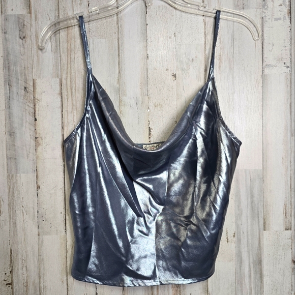 Free People Intimately XS Blue Grey Metallic Shimmer Cami Rave Fairy Whimsygoth - Picture 1 of 5
